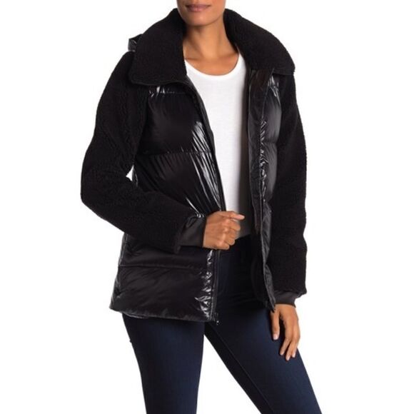 MICHAEL KORS Missy Faux Shearling Nylon Jacket - Picture 1 of 7